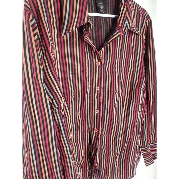 Lane Bryant Tops - Lane Bryant Womens Long Sleeve Button Front Shirt Blouse Colorful‎ Stripe 14 16